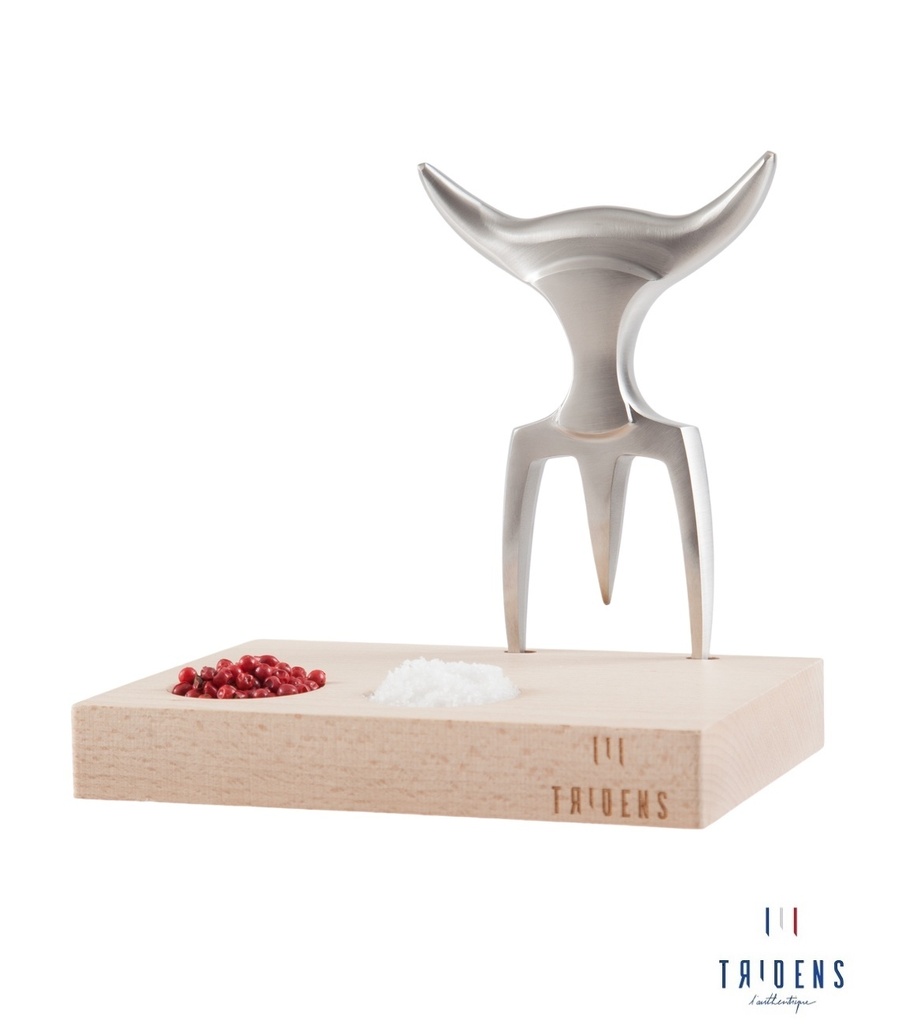 [Tridens-ART00000012] Fourchette brossée avec base en hêtre