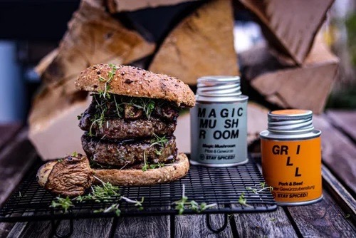 Burger with Stay Spiced Grill and Magic Mushroom