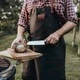 Brown leather apron Monolith