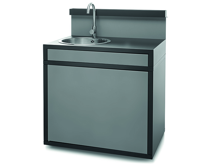 Forge Adour Meuble avec évier Acier Fermé Noir et Gris Clair